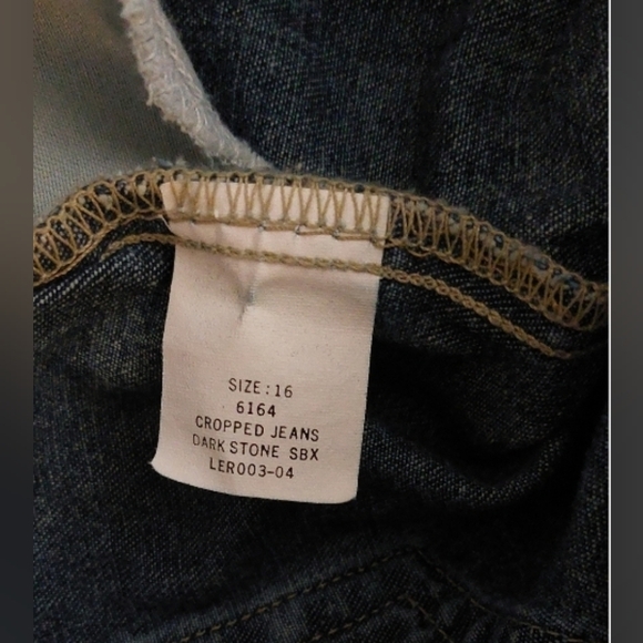 New York & Company Denim Blue Jeans Size 16 Embellished Velvet Trim Cotton Crop - Picture 10 of 12